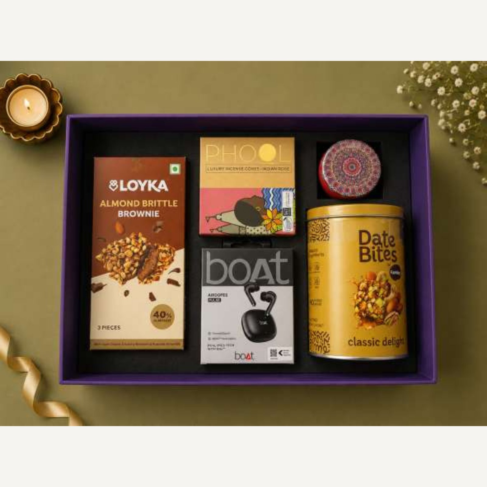 The Golden Celebration Hamper, a corporate Diwali hamper by Iconiq Gifts.